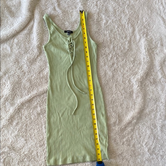 Green Ribbed Lace-Up Dress - Picture 3 of 5